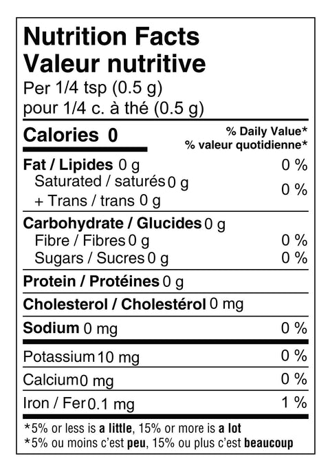 nutritional label