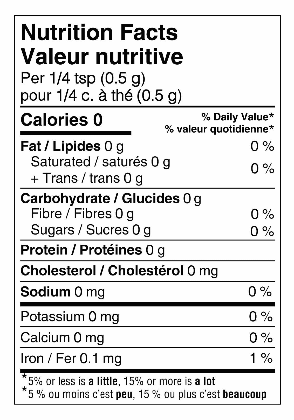 nutritional label apple pie spice